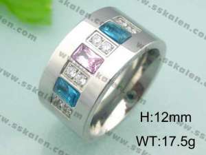 Stainless Steel Stone&Crystal Ring - KR18573-D