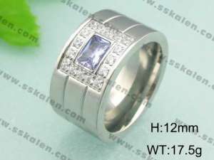 Stainless Steel Stone&Crystal Ring - KR18579-D