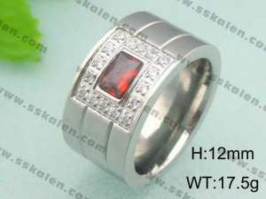 Stainless Steel Stone&Crystal Ring - KR18580-D
