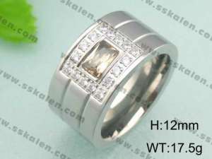 Stainless Steel Stone&Crystal Ring - KR18581-D