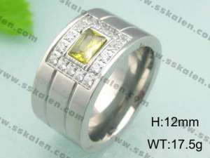 Stainless Steel Stone&Crystal Ring - KR18584-D