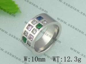 Stainless Steel Stone&Crystal Ring  - KR19036-D