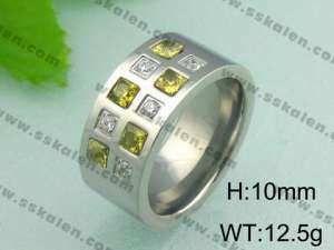 Stainless Steel Stone&Crystal Ring - KR19074-D
