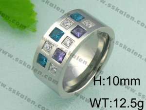 Stainless Steel Stone&Crystal Ring - KR19075-D