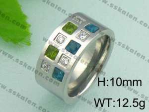 Stainless Steel Stone&Crystal Ring - KR19078-D