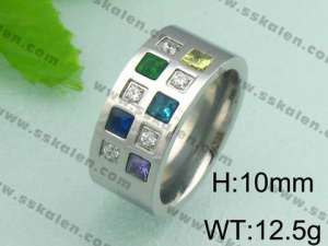 Stainless Steel Stone&Crystal Ring - KR19080-D