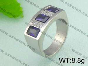 Stainless Steel Stone&Crystal Ring - KR19223-D