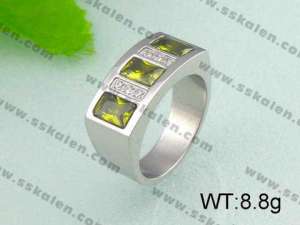 Stainless Steel Stone&Crystal Ring  - KR19525-D