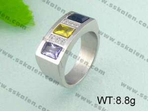 Stainless Steel Stone&Crystal Ring  - KR19527-D