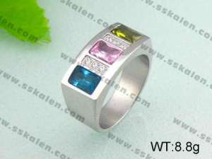 Stainless Steel Stone&Crystal Ring  - KR19531-D