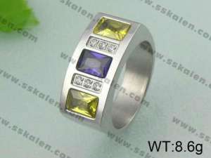 Stainless Steel Stone&Crystal Ring - KR19734-D