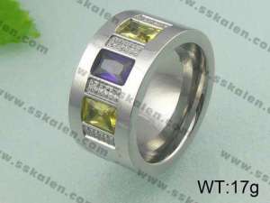 Stainless Steel Stone&Crystal Ring - KR19741-D