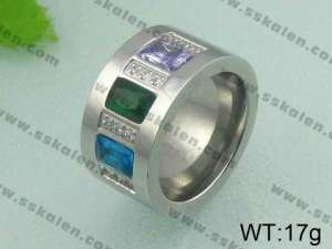 Stainless Steel Stone&Crystal Ring - KR19744-D