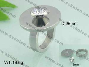 Stainless Steel Stone&Crystal Ring - KR20010-D