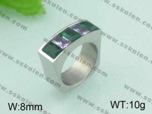 Stainless Steel Stone&Crystal Ring - KR20017-D
