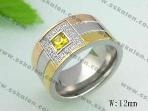 Stainless Steel Stone&Crystal Ring - KR20137-D