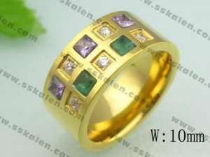 Stainless Steel Stone&Crystal Ring - KR20203-D