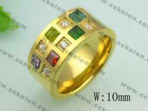 Stainless Steel Stone&Crystal Ring - KR20204-D