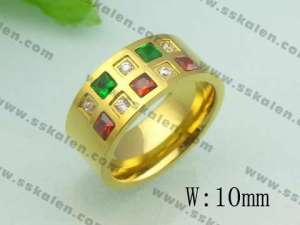 Stainless Steel Stone&Crystal Ring - KR20211-D