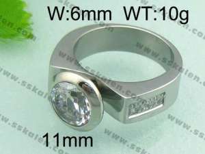 Stainless Steel Stone&Crystal Ring - KR20462-D