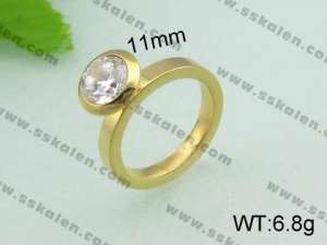 Stainless Steel Stone&Crystal Ring - KR20554-D