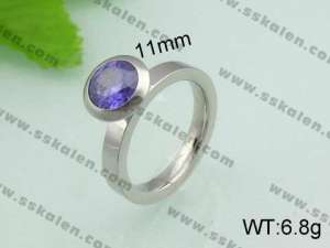 Stainless Steel Stone&Crystal Ring - KR20563-D