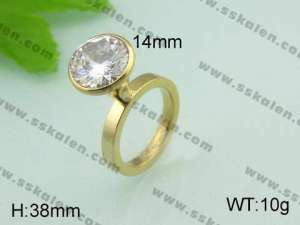 Stainless Steel Stone&Crystal Ring - KR20580-D