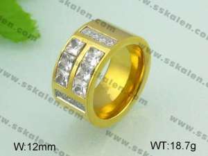 Stainless Steel Stone&Crystal Ring - KR20626-D