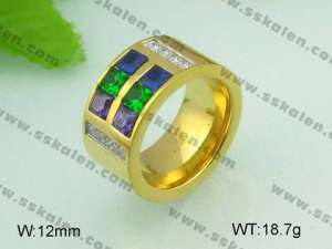Stainless Steel Stone&Crystal Ring - KR20634-D