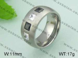 Stainless Steel Stone&Crystal Ring - KR20649-D