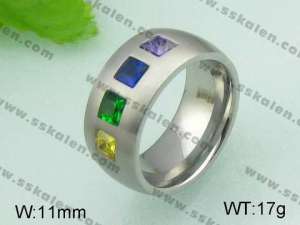 Stainless Steel Stone&Crystal Ring - KR20654-D