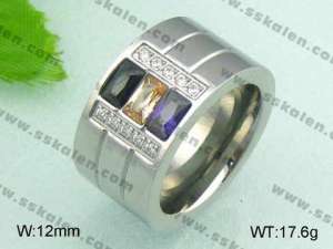 Stainless Steel Stone&Crystal Ring - KR20713-D