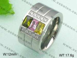 Stainless Steel Stone&Crystal Ring - KR20717-D