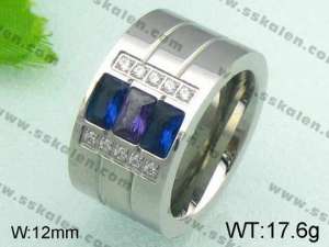Stainless Steel Stone&Crystal Ring - KR20721-D