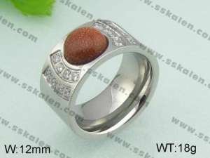 Stainless Steel Stone&Crystal Ring - KR20840-D