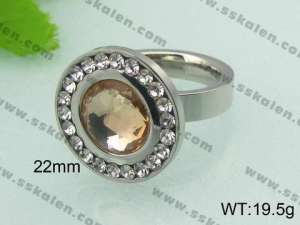 Stainless Steel Stone&Crystal Ring - KR20989-D