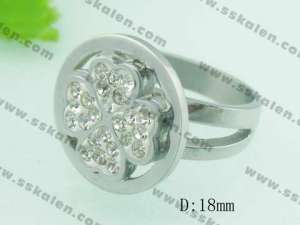 Stainless Steel Stone&Crystal Ring - KR21711-D