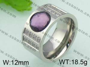 Stainless Steel Stone&Crystal Ring   - KR21938-D