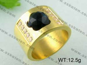 Stainless Steel Stone&Crystal Ring  - KR23948-K