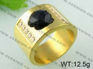 Stainless Steel Stone&Crystal Ring  - KR23949-K