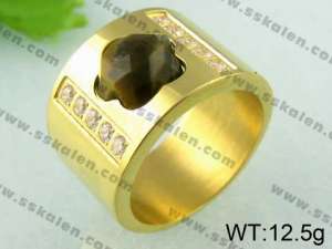 Stainless Steel Stone&Crystal Ring  - KR23952-K