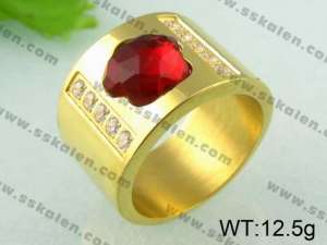 Stainless Steel Stone&Crystal Ring  - KR23953-K