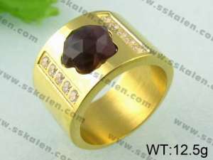 Stainless Steel Stone&Crystal Ring  - KR23954-K