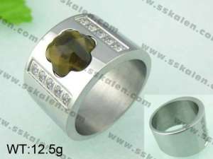 Stainless Steel Stone&Crystal Ring   - KR23987-K