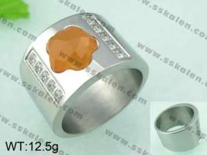 Stainless Steel Stone&Crystal Ring   - KR23988-K