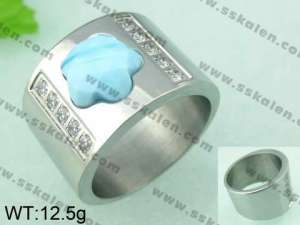 Stainless Steel Stone&Crystal Ring   - KR23989-K