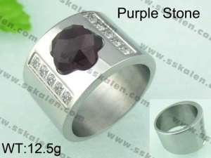 Stainless Steel Stone&Crystal Ring   - KR23990-K