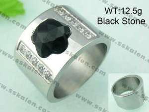 Stainless Steel Stone&Crystal Ring   - KR23993-K