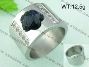 Stainless Steel Stone&Crystal Ring   - KR23994-K