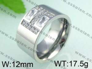 Stainless Steel Stone&Crystal Ring - KR24203-D